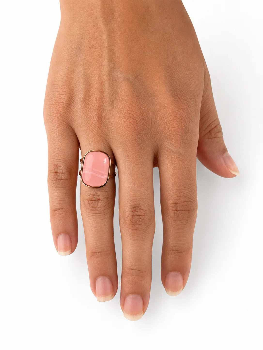 Bague Quartz pierre naturelle en acier inoxydable - Lys Paris