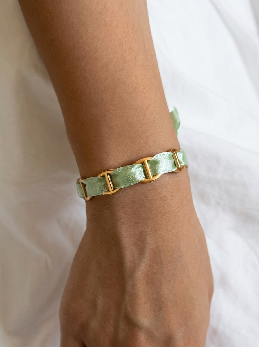 Bracelet Satin ajustable turquoise et bleu azur en acier inoxydable - Lys Paris
